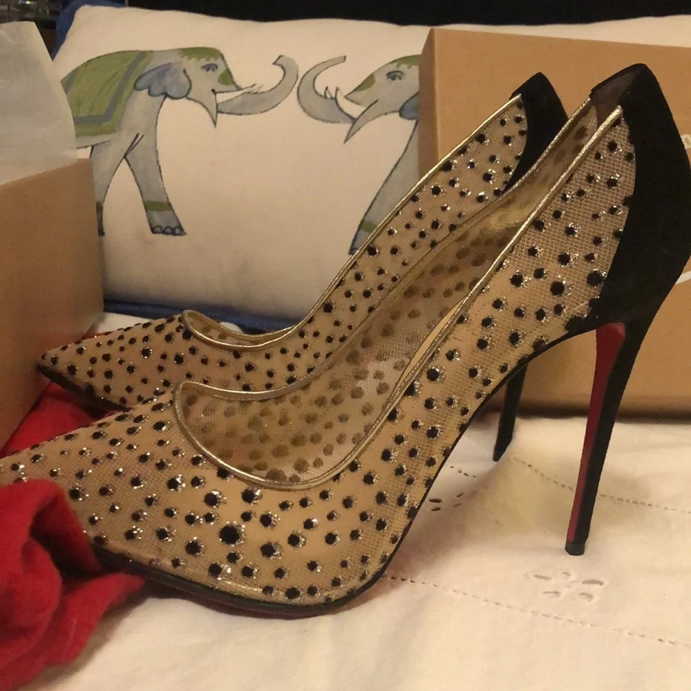 Christian Louboutin black and natural heels - Picture 1 of 8